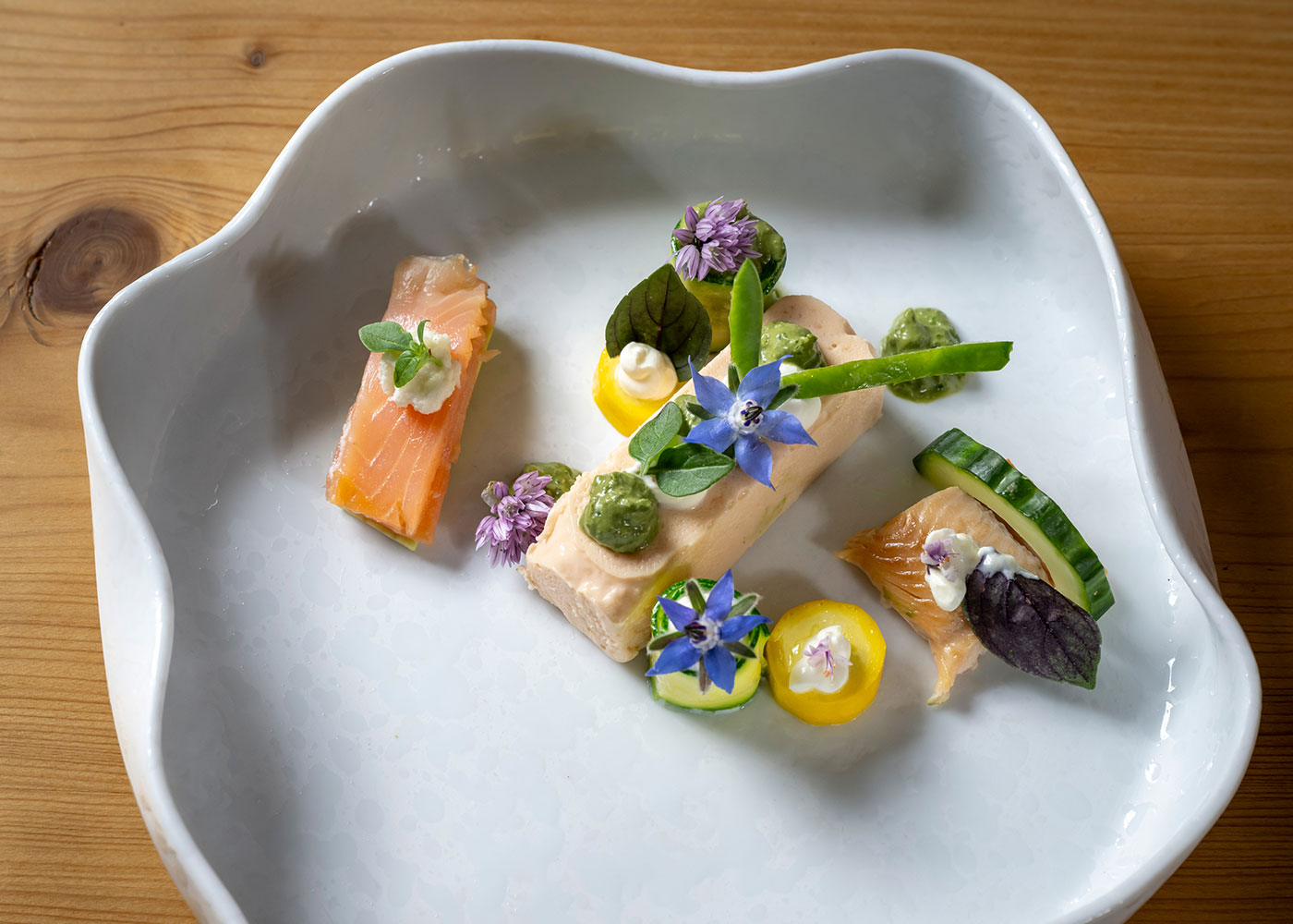Kreativ angerichtetes Feinschmeckergericht aus der Küche des Gasthof Kammbräu